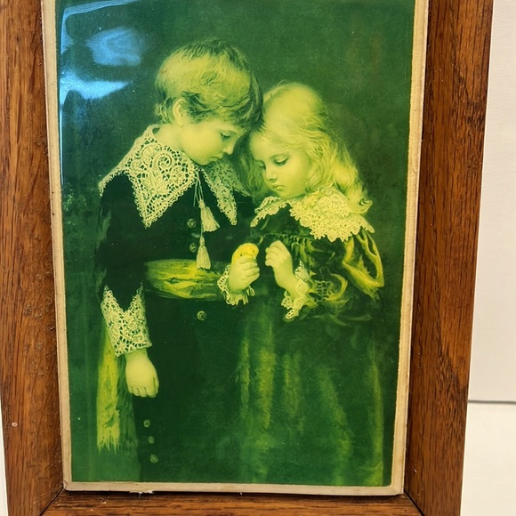 KIMBERLY ENT GRAPHIC ART TILE VTG Numbered ceramic tile framed ephemera old pic - Picture 2 of 5